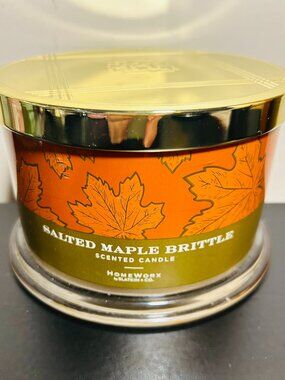 HomeWorx by Slatkin Salted Maple Brittle 4-Wick 18oz Candle NEW